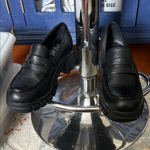 Black HeyGirl Loafers with Chunky Heel